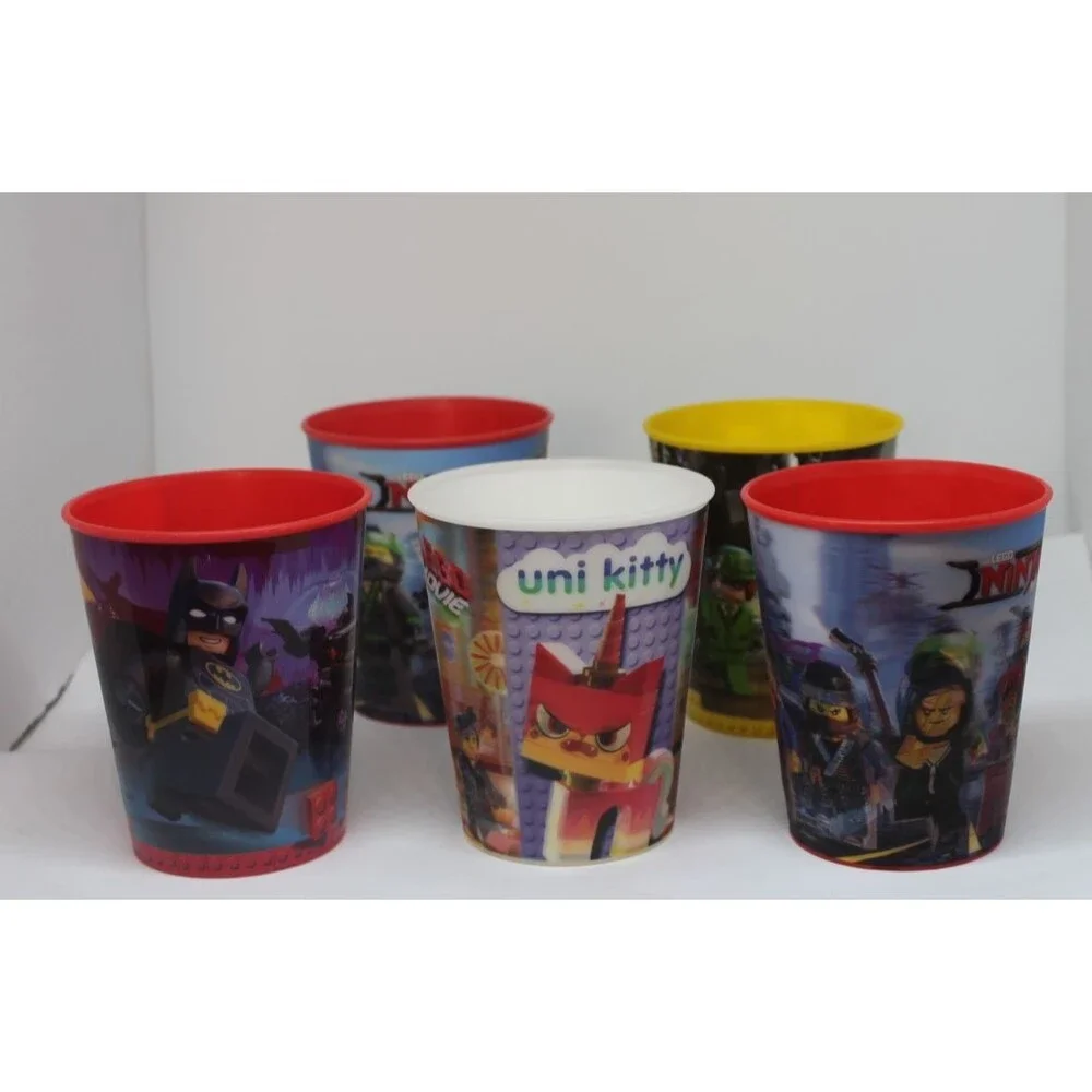 McDonald’s Lego Movie Holographic Cups 2013 Lot of 5 Ninjago, Batman, Uni kitty